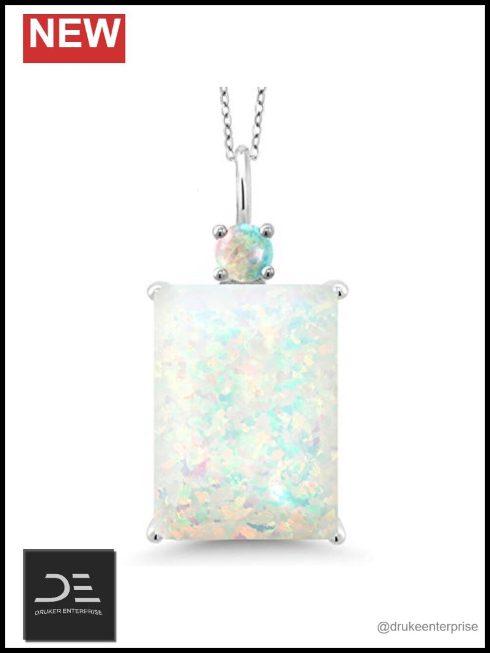 Emerald Cut Birthstone Pendant Necklace 925 Sterling Silver 18" Chain